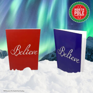 Believe red and blue notebook