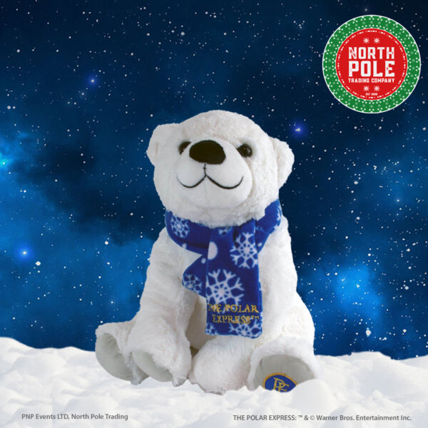 The Polar Express - Polar Bear Plush with Blue Snowflake Scarf