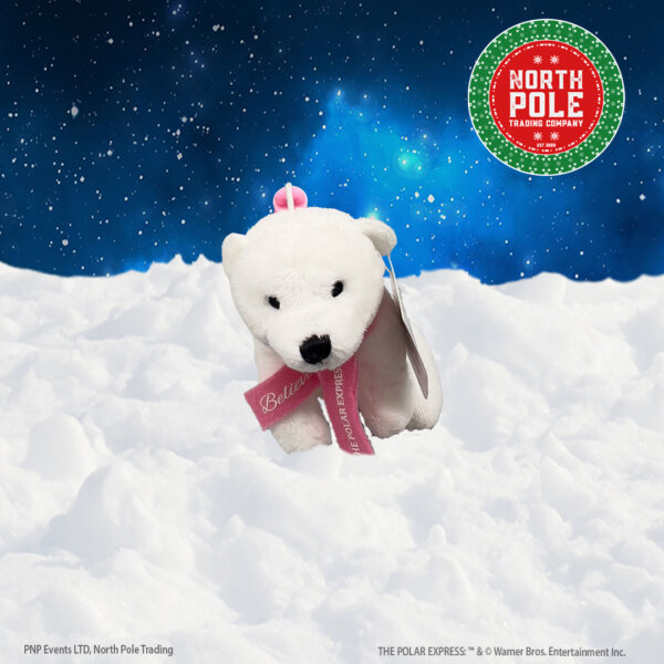 Pink scarf polar bear bag clip