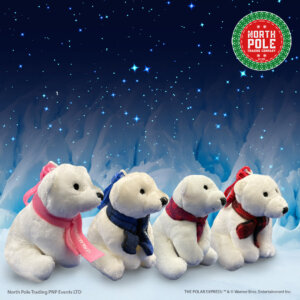 Four polar bears red, pink, purple and red