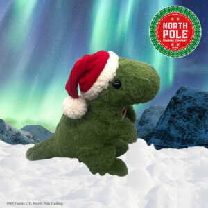 Dinosaur Looking right with Santa hat on